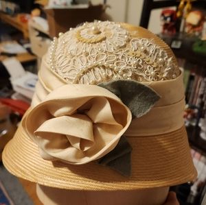 Straw cloche hat, size large